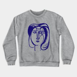 Picasso Woman's head #3 Blue Crewneck Sweatshirt